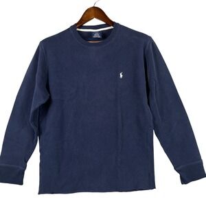 Polo Ralph Lauren Mens L Waffle Knit Thermal Shirt Pony Logo Navy Sleepwear